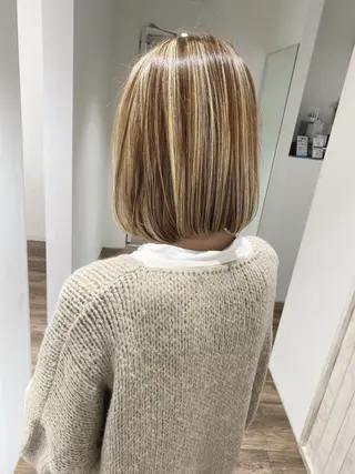 ミディアム カラー ハイライト⭐️上野 高広のヘアスタイル