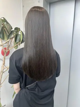 セミロング カラー パーマ ヘアアレンジ 透明感/オリーブ/ グレージュ/YUKAのヘアスタイル