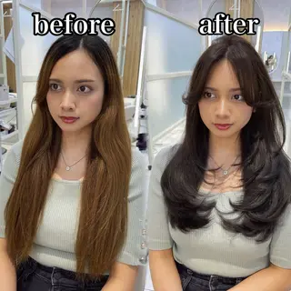 セミロング レイヤー/顔周り /韓国ヘア/TAKUのヘアスタイル