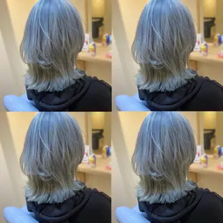 ミディアム カラー 金島 青のヘアスタイル