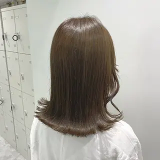 ミディアム カラー ヘアアレンジ 韓国風ベージュ🤎 赤みなし🌿横浜🤎のヘアスタイル