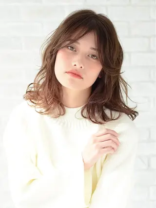 ミディアム カラー パーマ EARTH検見川浜 鈴木学のヘアスタイル