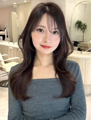 ロング カラー カット無料｜レイヤー カット｜韓国モテへアのヘアスタイル