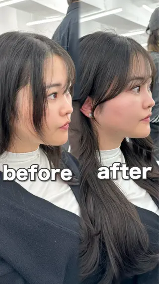 セミロング 前髪顔まわりカット 🌈中村海聖のヘアスタイル