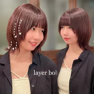 ショート カラー ボブ/縮毛矯正/レイ ヤー♡Natsukiのヘアスタイル