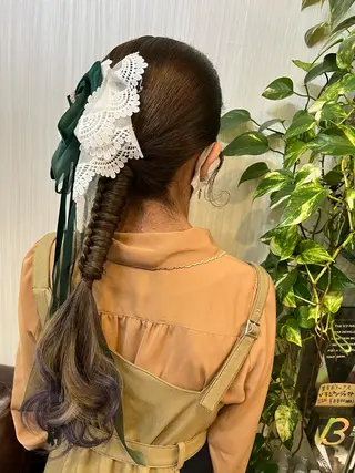 セミロング ヘアアレンジ きむえり/髪質改善 /うねり広がり改善のヘアスタイル