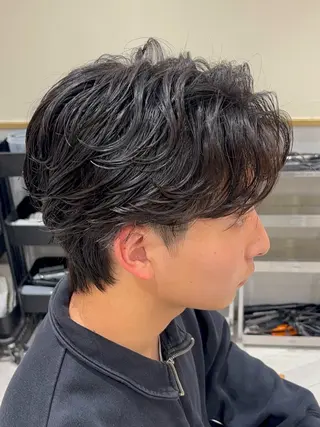 ミディアム パーマ メンズ 🥇メンズパーマ /縮毛矯正/木村神心のヘアスタイル