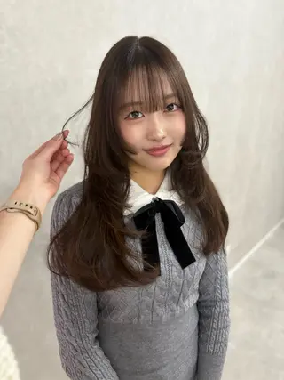 ロング カラー 盛れる顔まわり✨🎀 レイヤー別所好葉のヘアスタイル
