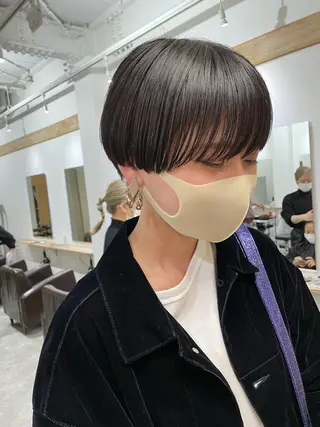 ショート カラー パーマ ヘアアレンジ メンズ キッズ ネイル マツエク・マツパ パーマ/透明感カラー /ボブ/吉田一生のヘアスタイル