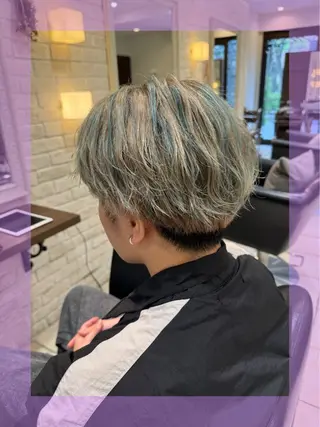 ショート カラー メンズ ブリーチ♡メンズ マッシュ♡MIUのヘアスタイル
