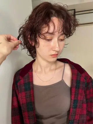 ショート カラー パーマ 透明感カラー/似合わ せカット/大島実加永のヘアスタイル