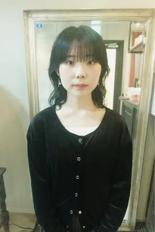 ミディアム ぱる/透明感カラー パーマ/カットのヘアスタイル