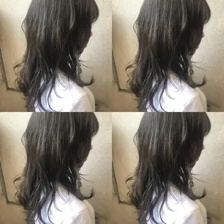 セミロング カラー 小栗 麻衣のヘアスタイル