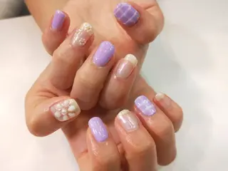 ネイル はばすみれ🎀ﾈｲﾙ 光ﾌｪｲｼｬﾙ ﾍｱのネイルデザイン