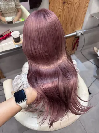 ロング カラー ハイトーン縮毛/縮毛 なーな🎀🤍のヘアスタイル