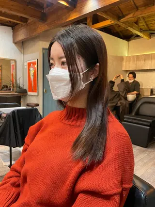 セミロング カラー 顔周りカット 【オノザワリョウ】のヘアスタイル