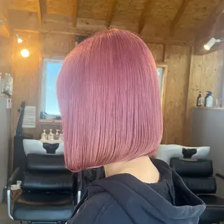 カラー まろみ暖色×ボブ ×chia🕯のヘアスタイル