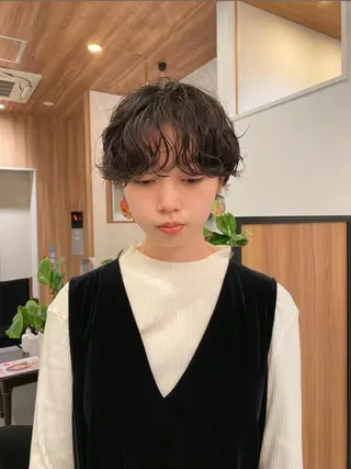 ショート カラー パーマ 🍃服部 雅哉🍃銀座◎のヘアスタイル