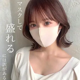 ミディアム カラー ヘアアレンジ 骨格別小顔カット/ 顔周りカット/金井のヘアスタイル