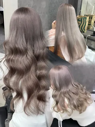 ロング カラー ミルクティー・ピンク 甘モテカラー/emaのヘアスタイル