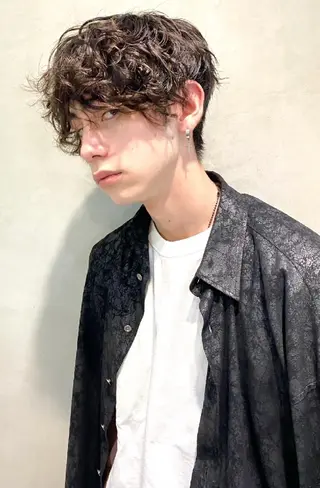 ミディアム カラー パーマ メンズ 【毛流れヘア】 人気No.1/ユウキのヘアスタイル