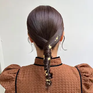 セミロング ヘアアレンジ 卒業式お呼ばれ🕊️ ヘアセット✴︎ミキのヘアスタイル