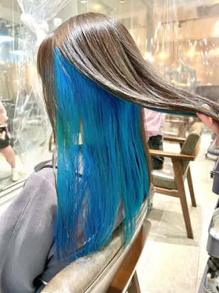 セミロング カラー ヘアアレンジ 🌈インナーカラー ‘ショウマ’🌈のヘアスタイル