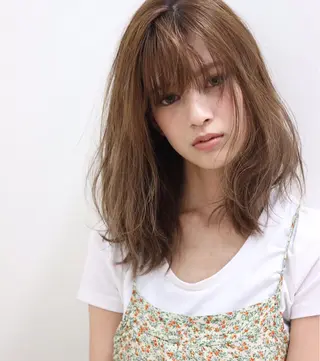 セミロング カラー パーマ ブリーチ/ハイトーン 天童市/SERINAのヘアスタイル