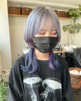 セミロング カラー RU RIのヘアスタイル