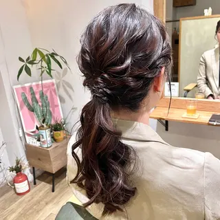 ヘアアレンジ 韓国レイヤー 暖色カラー/さくらのヘアスタイル