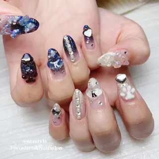ミディアム ネイル 🐾enen style 🐾のネイルデザイン