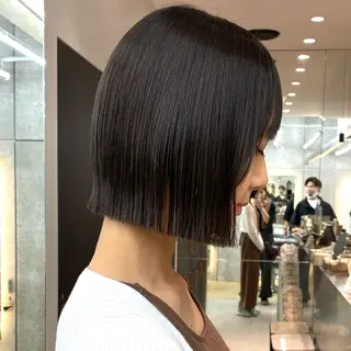 ショート カラー レイヤーボブ縮毛矯正 韓国RINAのヘアスタイル