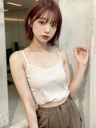 ショート カラー ヘアアレンジ 🧸髪質改善ケアカラ ー/アイドル前髪🧸のヘアスタイル