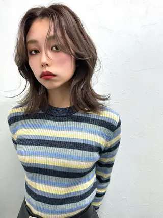 ミディアム カラー 盛れる顔周りカット ♥️韓国ヘア"ちぇるのヘアスタイル