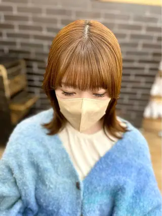 ミディアム カラー パーマ ヘアアレンジ メンズ キッズ ネイル マツエク・マツパ アイブロウ レイヤーカット 🌿透け感カラーのヘアスタイル