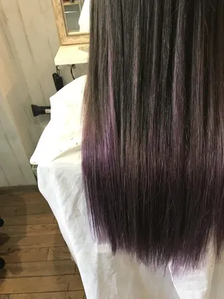 ロング カラー ヘアアレンジ チビ編み込みエクステ シールEXどぅ〜すのヘアスタイル