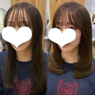 セミロング カラー 似合わせレイヤー/ 透明感カラーのヘアスタイル