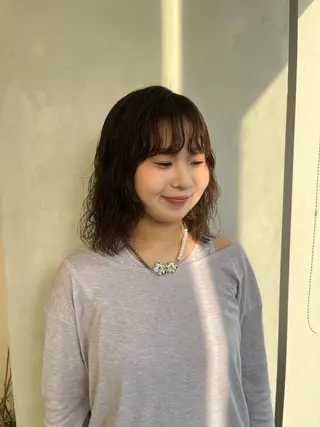 ミディアム パーマ ボブ/ベージュ/ パーマ🪿近森ゆいのヘアスタイル