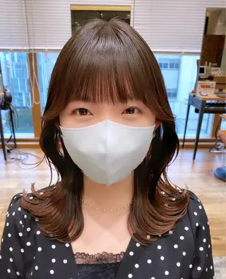 ミディアム 顔まわりカット🌟 くびれヘア/寺門遥輝のヘアスタイル