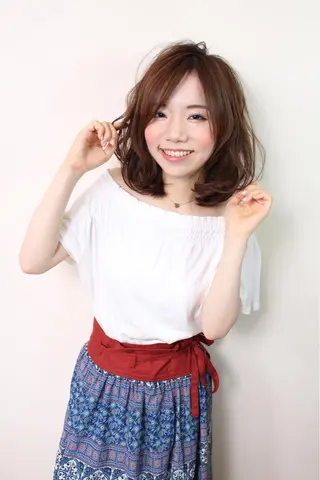 ミディアム カラー パーマ ヘアアレンジ 🧡Watanabe Rio🧡のヘアスタイル