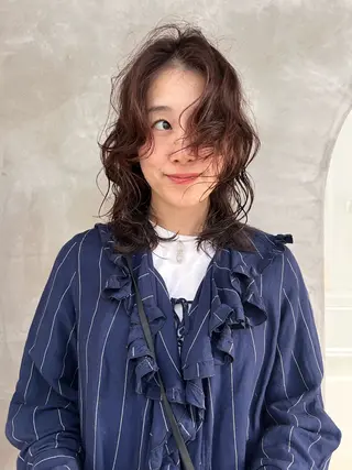 ミディアム カラー デザインカット/ パーマ/nanaのヘアスタイル