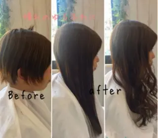 セミロング カラー ヘアアレンジ チビ編み込みエクステ シールEXどぅ〜すのヘアスタイル