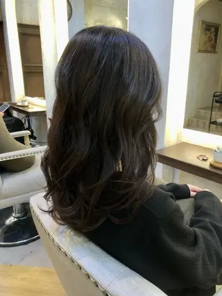 セミロング カラー パーマ 鷺沼駅徒歩1分 キシタクのヘアスタイル
