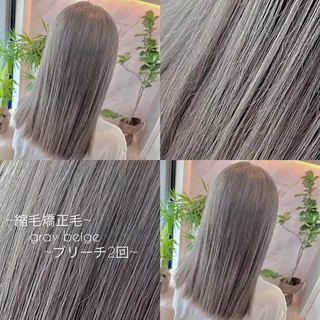 ミディアム ブリーチ毛に縮毛矯正 ✨カラー✨山田 正幸のヘアスタイル