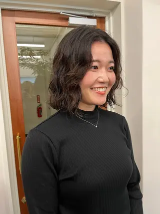 ミディアム パーマ モモ🍑 レイヤー/ボブ/暖色のヘアスタイル