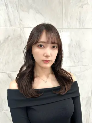 セミロング カラー ミディアムレイヤー 添田晃基のヘアスタイル