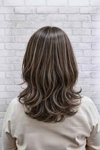 セミロング カラー 髪質改善/ブラック ヘア/リンのヘアスタイル