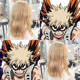 セミロング カラー 派手髪/ハイトーン/ エクステ✨ユウキのヘアスタイル