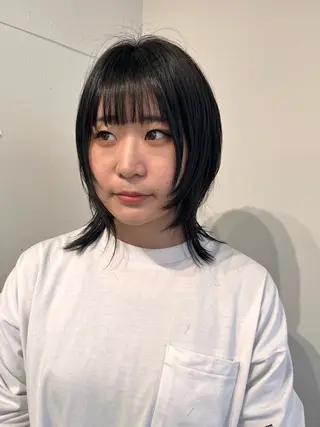 ミディアム パーマ/縮毛矯正 /韓国風/佐藤里咲のヘアスタイル