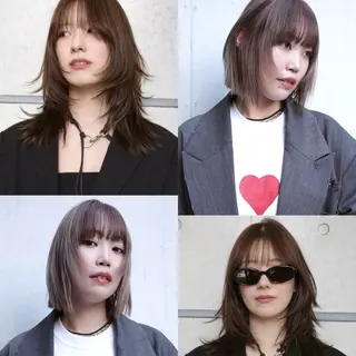 ミディアム カラー nonoka オリーブ/レイヤーのヘアスタイル